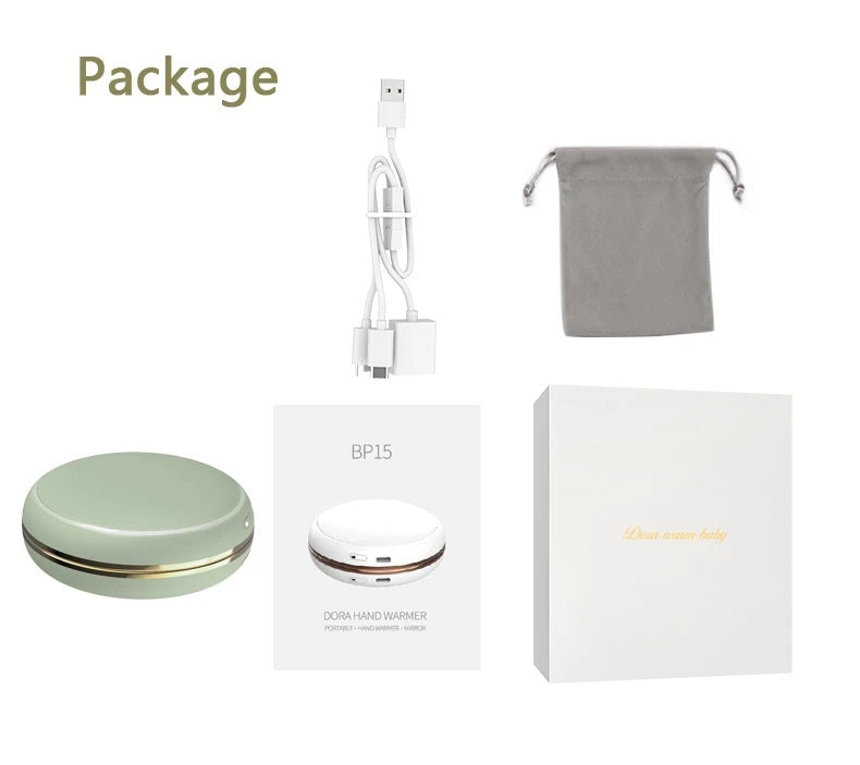 Makeup Mirror, Phone Charger, and Hand Warmer