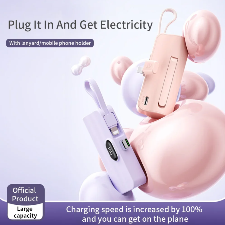 Sleek Ultra-Compact Portable Charger with Phone Stand