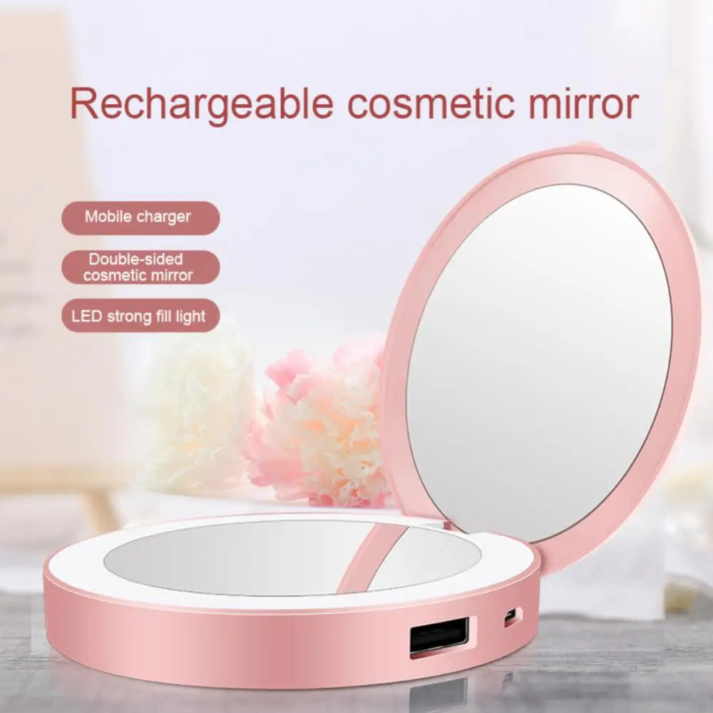 Portable Makeup Mirror Phone Charger with Spotlight