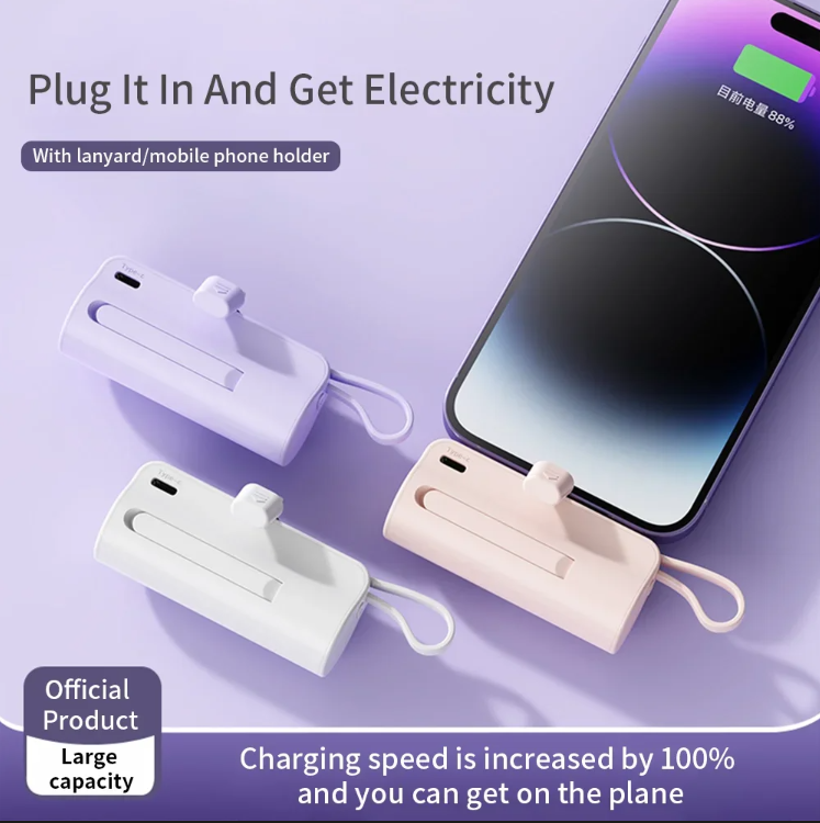 Sleek Ultra-Compact Portable Charger with Phone Stand